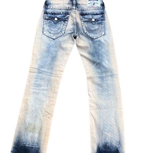 True Religion Jeans Size 32 STRAIGHT Blue Paint Splatter - Picture 7 of 10